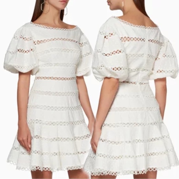 ZIMMERMANN Bowie Contour Hailspot Dress In White Sz0 /US 4 - Picture 1 of 6